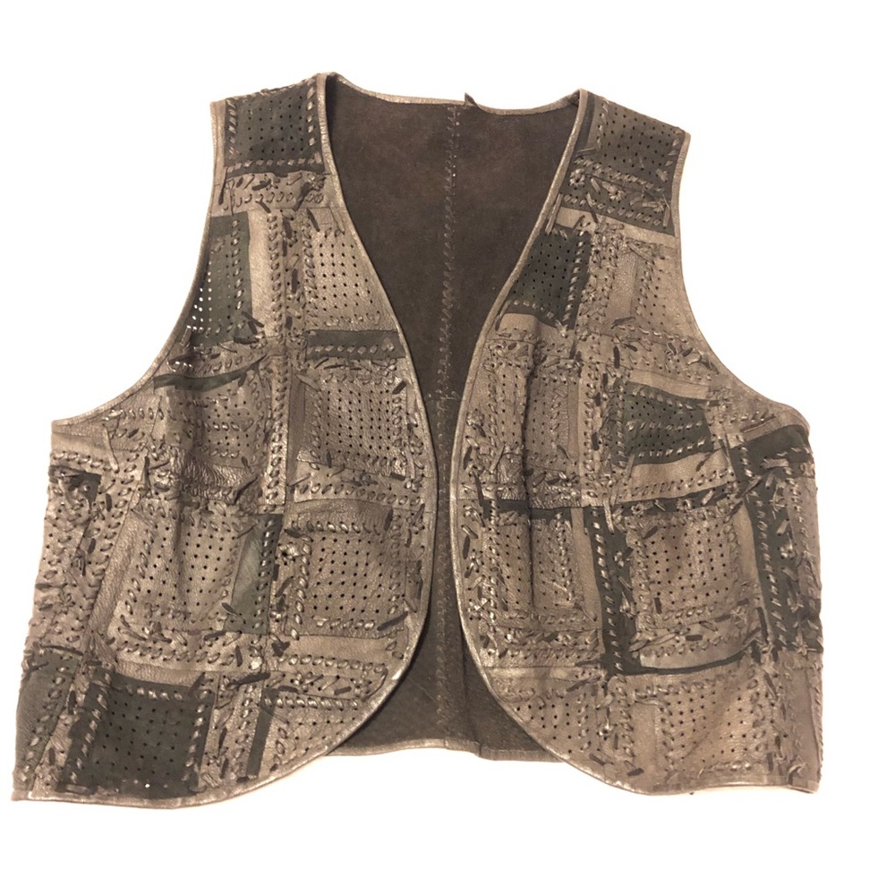Leather Patchwork Vest Size Medium - image 4